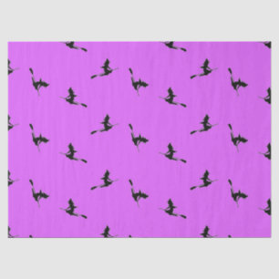 Flying witch on purple tissue paper