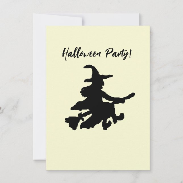 Flying Witch on Yellow Invitation (Front)