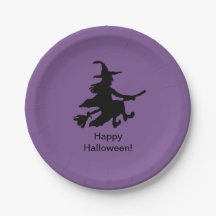 Flying Witch - Purple - Happy Halloween -