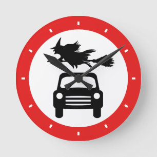 Flying Witch Road Sign Clock