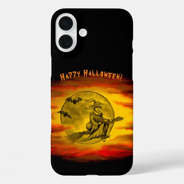 Flying witch with black cat , halloween night Case-Mate iPhone case (Back)