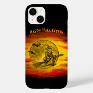 Flying witch with black cat , halloween night Case-Mate iPhone 14 case