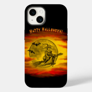 Flying witch with black cat , halloween night Case-Mate iPhone 14 case