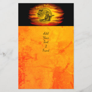 Flying witch with black cat , halloween night flyer