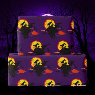 Flying Witch  with full moon   Wrapping Paper