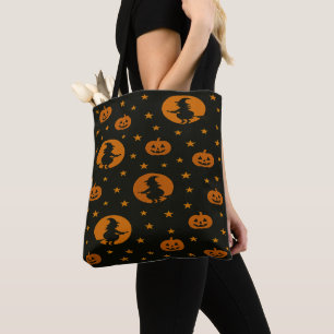 Flying Witches and Floating Pumpkins Halloween  Tote Bag
