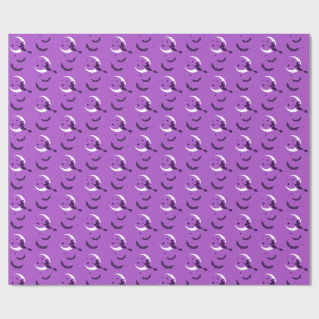 Flying Witches Get Stitches Gift Wrapping Paper (Flat)