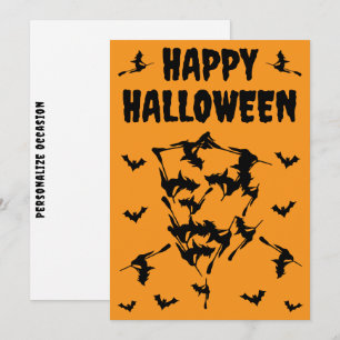 Flying Witches Halloween Skull Silhouette Postcard