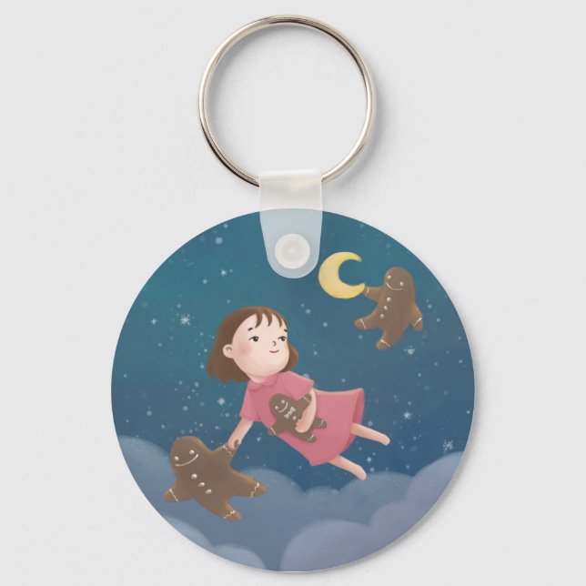 Flying with Gingerbread Cookies Dream Key Ring (Front)