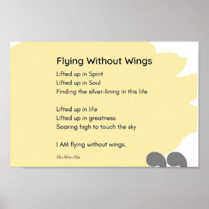 Flying without wings poem yellow wall art decor 