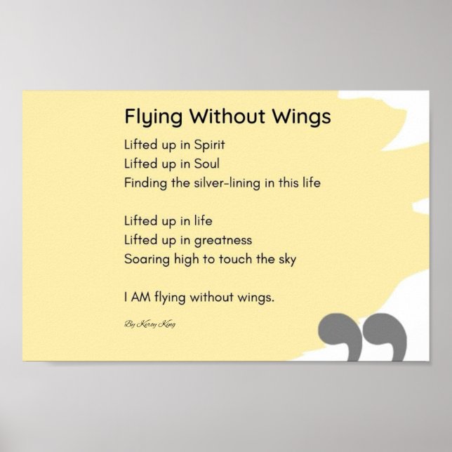 Flying without wings poem yellow wall art decor  (Front)
