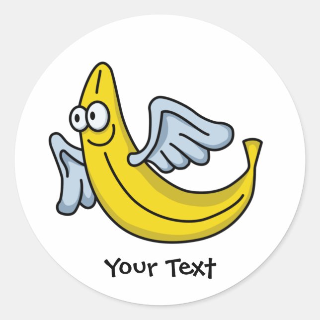 Flying Yellow Banana Classic Round Sticker (Front)