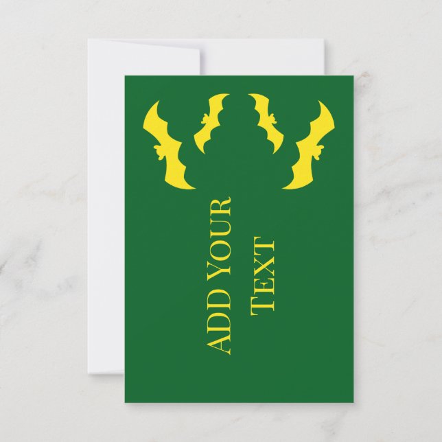 Flying Yellow Halloween Bats Card (Back)