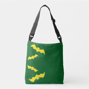 Flying Yellow Halloween Bats Crossbody Bag