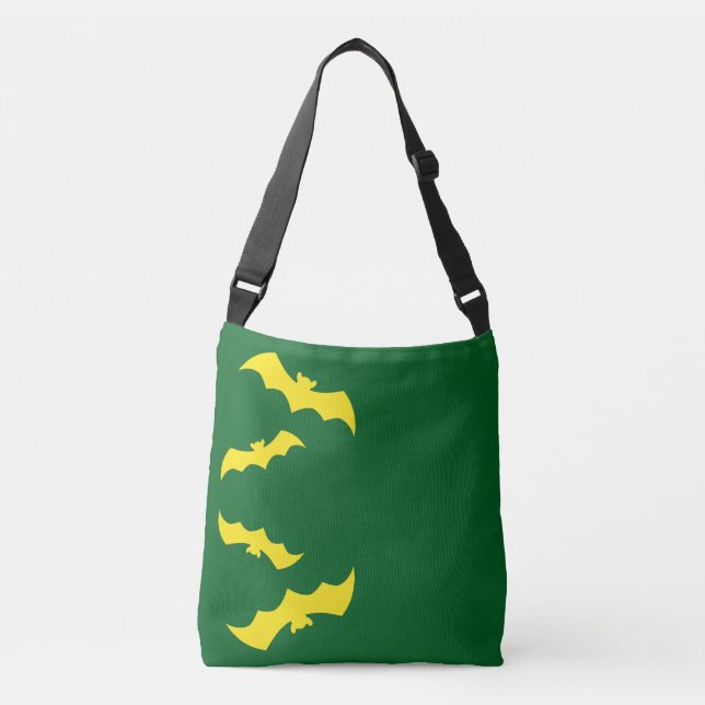 Flying Yellow Halloween Bats Crossbody Bag (Front)
