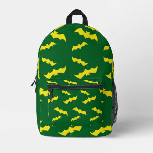 Flying Yellow Halloween Bats Printed Backpack