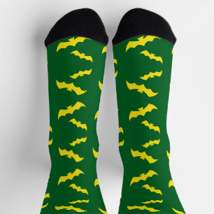 Flying Yellow Halloween Bats Socks