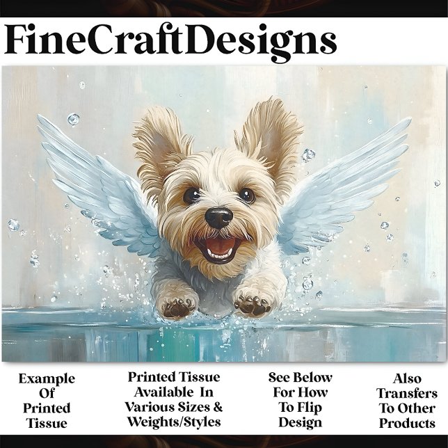 Flying Yorkie Puppy Dog With Wings AU9 Decoupage Tissue Paper (Creator Uploaded)