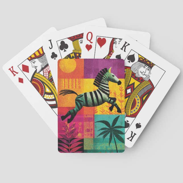 Flying Zebra Jungle Pop Playing Cards (Back)