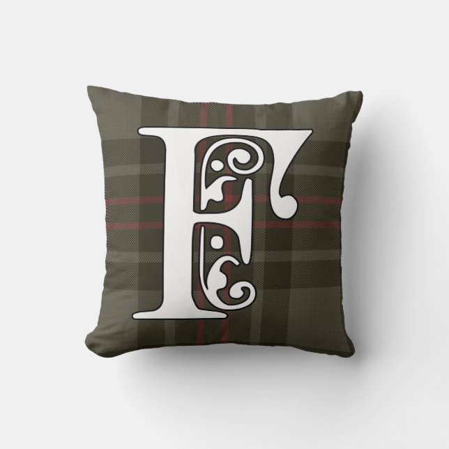 Flynn Clan Tartan Monogram Cushion (Front)