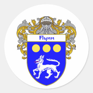 Flynn Coat of Arms (Mantled) Classic Round Sticker