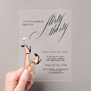 Flyrty Thirty High Heels Cocktail 30th Acrylic Invitations