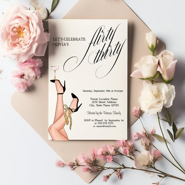 Flyrty Thirty High Heels Cocktail  30th  Invitation (Creator Uploaded)