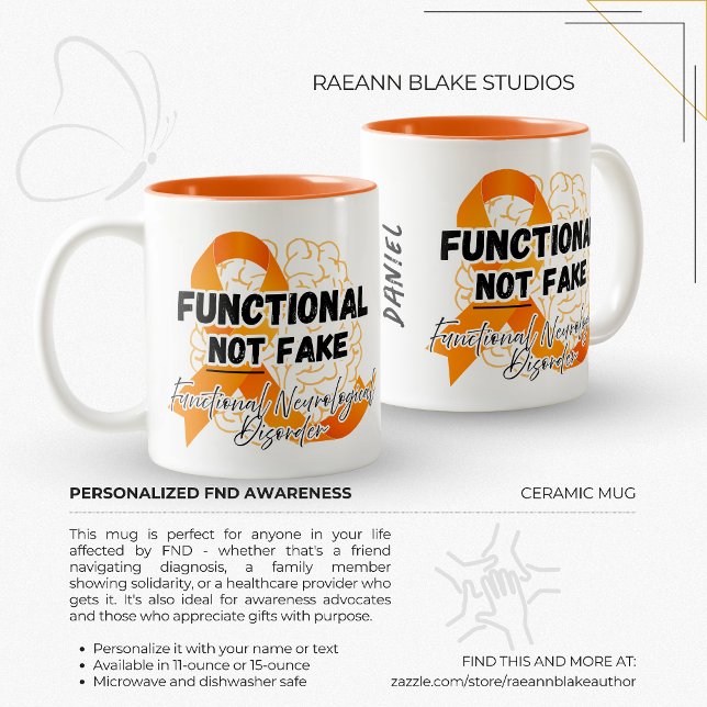 FND Awareness Functional Not Fake Personalised  Two-Tone Coffee Mug (Creator Uploaded)