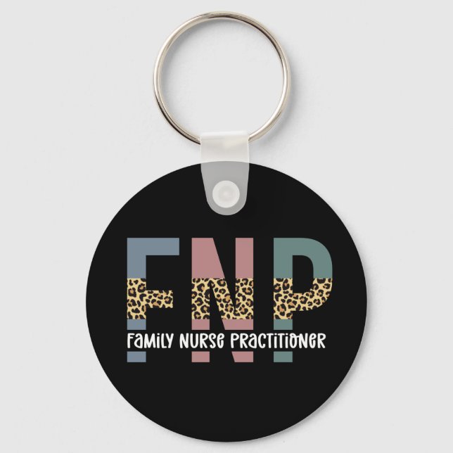 FNP Family Nurse Practitioner Cheetah Print Key Ring (Front)