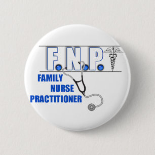 FNP LOGO STETHOSCOPE FAMILY NURSE PRACTITIONER 6 CM ROUND BADGE