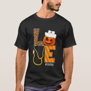 FNP Nurse Halloween Pumpkin Leopard Love Nurse Lif T-Shirt