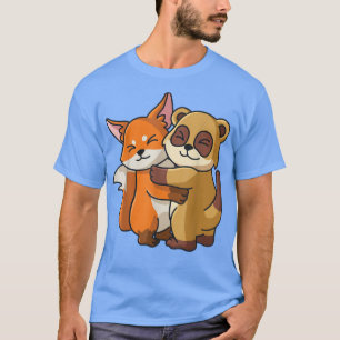 Fo And Meerkat Hugging Cute Kawaii Animal Lover Wo T-Shirt