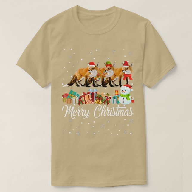 Fo Christmas Pajama Tree Xmas Lights Animals Lover T-Shirt (Design Front)
