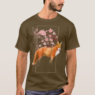 Fo Japanese Cherry Blossom Flower Sakura Kitsune H T-Shirt