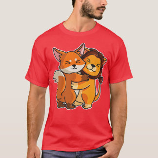 Fo & Lion Hug Kawaii Cute Animals For Women Cuddli T-Shirt