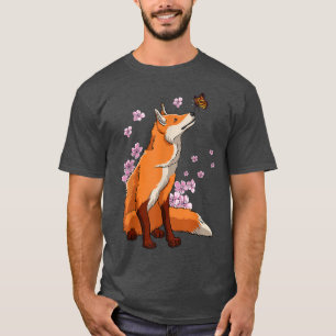 Fo With Butterfly Japanese Sakura Cherry Blossom T-Shirt