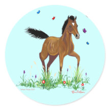 Foal and Butterflies Stickers