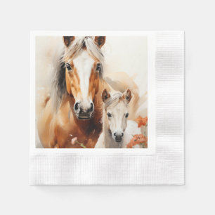 Foal and horse in the poppy meadow napkin