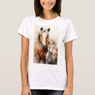 Foal and horse in the poppy meadow T-Shirt