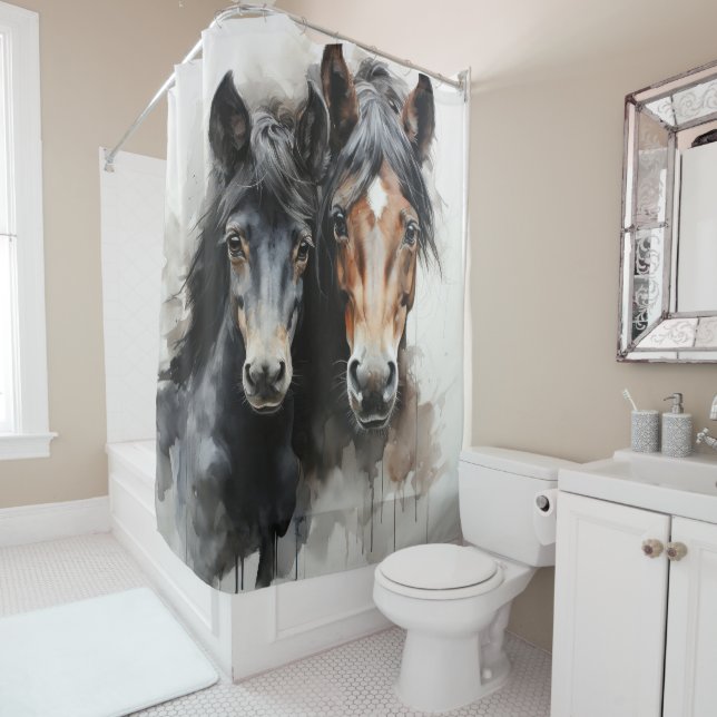 Foal with his mother shower curtain (In Situ)