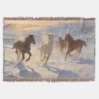Foals at Play Throw Blanket