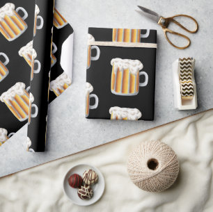 Foam Beer Pints Pattern Dad Birthday Wrapping Paper