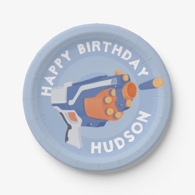 Foam dart gun party design paper plate (Front)