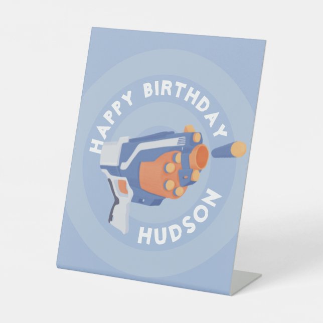 Foam dart gun party design  pedestal sign (Front)