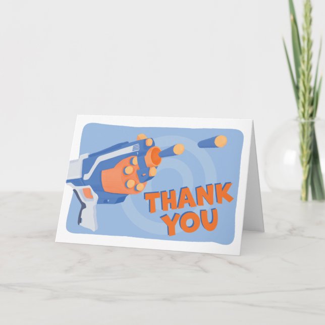Foam dart gun party Thank You Card (Front)
