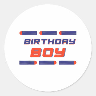 Foam Dart War Birthday Boy Shirt  Classic Round Sticker