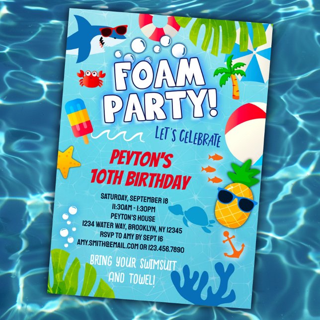 Foam Party Birthday Invitation for Boys and Girls (Creator Uploaded)