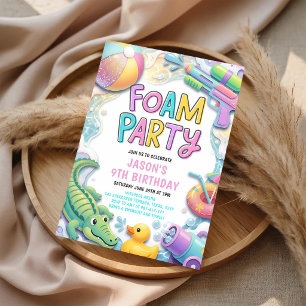 Foam Party Girls Pool Swim Birthday Invitation