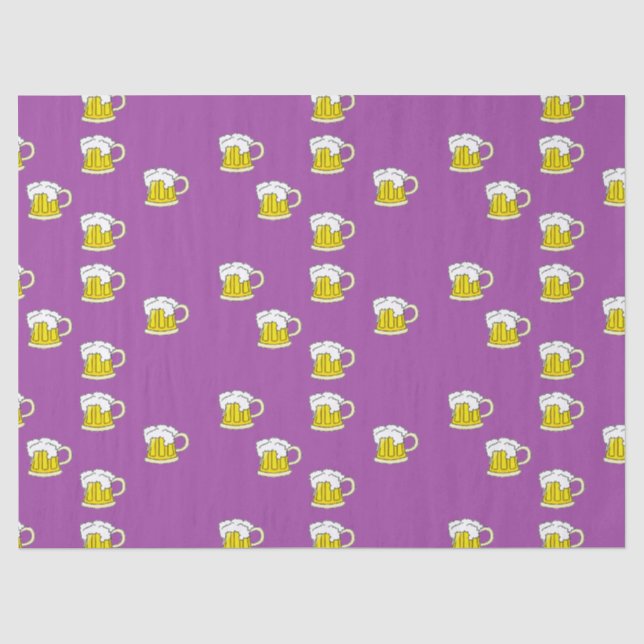 Foaming beer cup on purple tissue paper (Front)