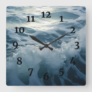 Foaming Waves Surf  Painting Square Wall Clock